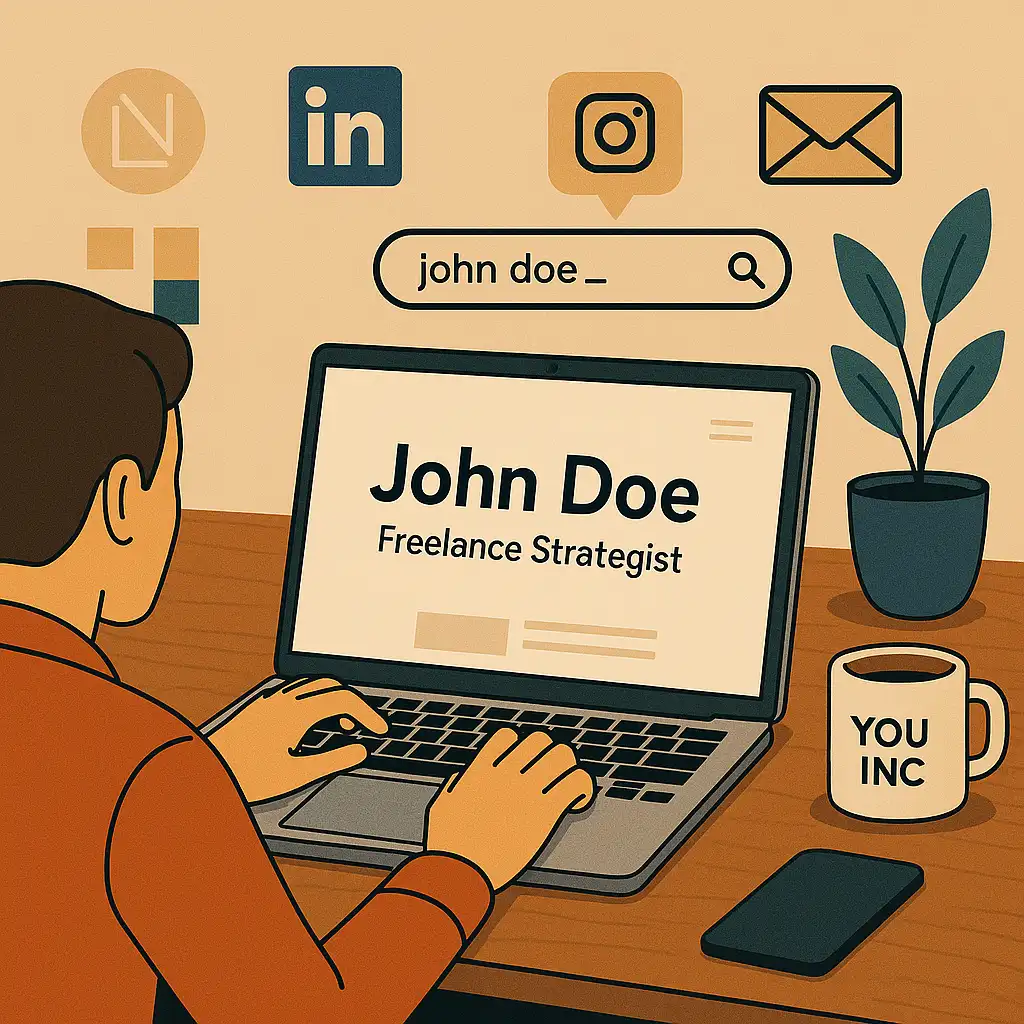 A man work on his laptop- personal branding